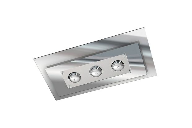 Plafon Retangular para 3 Lâmpadas Escovado E Vidro Espelhado