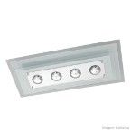 Plafon retangular para 4 lâmpadas E27 Spacial PMR 138 100W vidro preto Pantoja