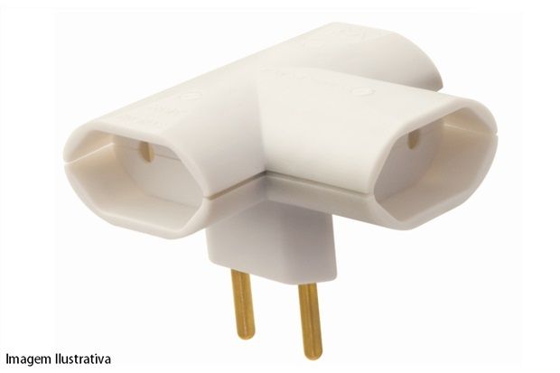 Plugue 2p 3 Saidas 10a Cinza Ref.: 2539