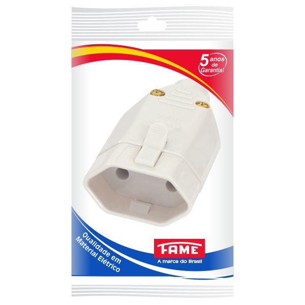 Plugue Fêmea 2 Pólos 20A 250V Cinza Fame