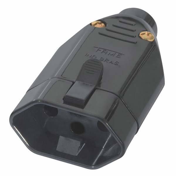 Plugue Fêmea 2 Pólos Terra 20A 250V Preto Fame