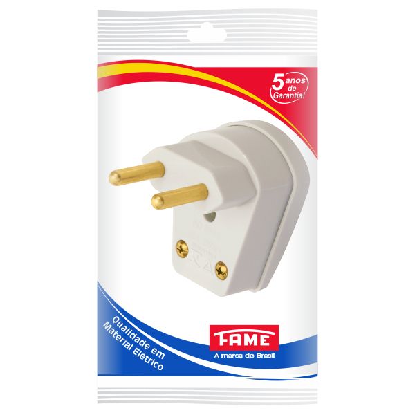 Plugue Macho 2 Pólos 20A 250V Cinza Fame