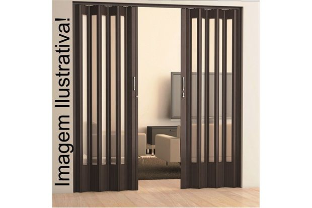 Porta Sanfonada Translúcida Plus Wengué com Trinco 2,10x96cm Ref. 04404-13