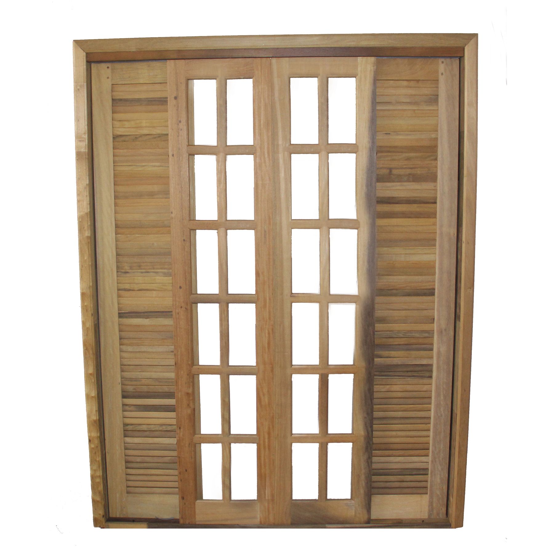 Porta Montada de Correr Veneziana de Madeira Itaúba 2,10x1,60m Longo Esquadrias