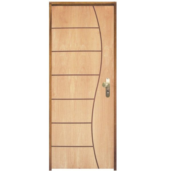 Porta Montada de Giro Decorada de Madeira Mogno 2,10x0,72m Esquadrias Sidney