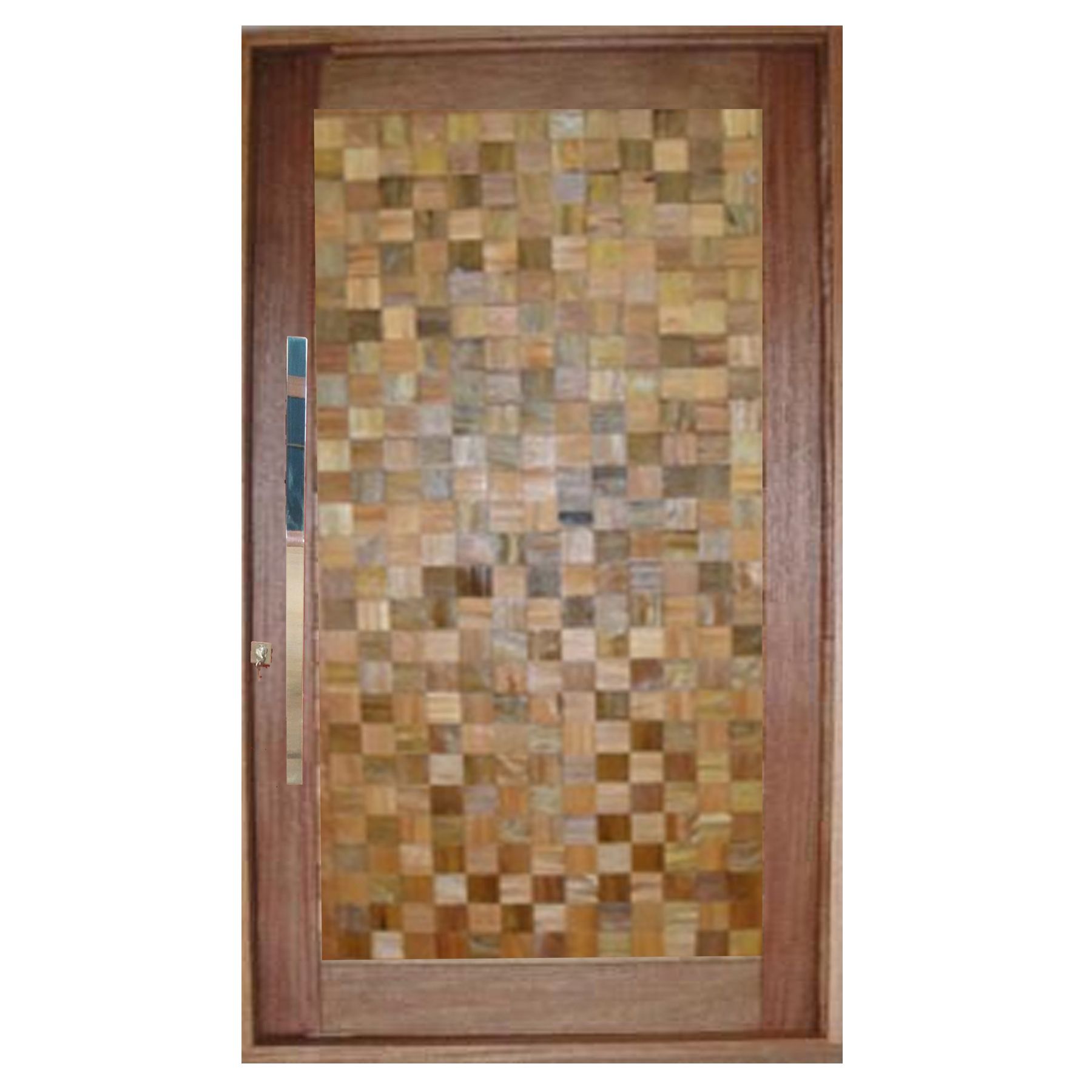 Porta Montada Pivotante Decorada de Madeira Arana 2,15x1,20m Metha