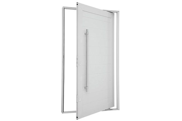 Porta Pivoltante Lambris Horizontais com Puxador 223x126cm Esquerda Branca