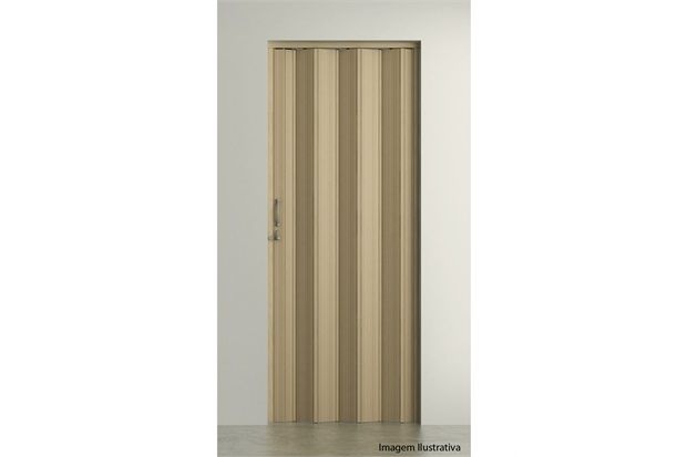 Porta Plus Sanfonada Lisa Carvalho Prata com Trinco 84 X 210 Ref. 04203-14