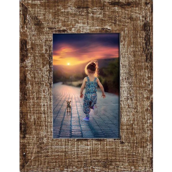 Porta Retrato Madeira Demolição Marrom 10x15cm