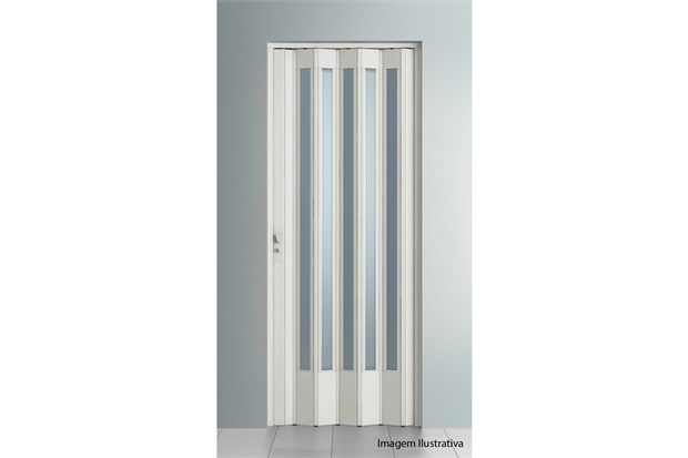 Porta Sanfonada com Fechadura Translúcida 210 X 84 Cm Branca