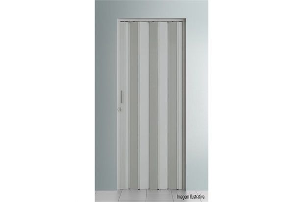 Porta Sanfonada com Trinco Cinza 210x72cm