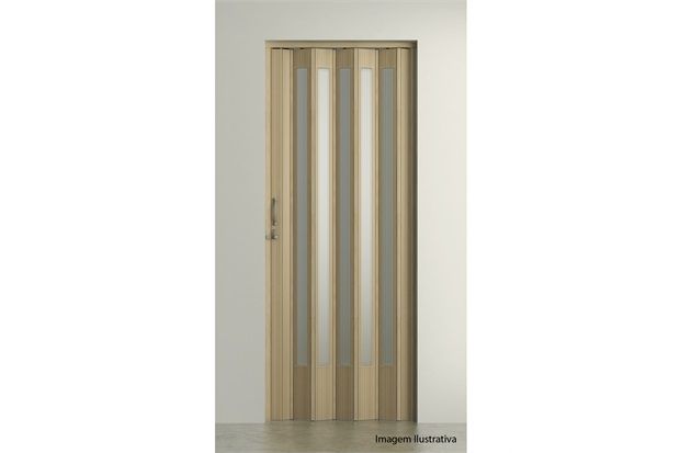 Porta Sanfonada Translúcida Carvalho Prata Plus com Trinco 72 X 210 Ref. 04402-14