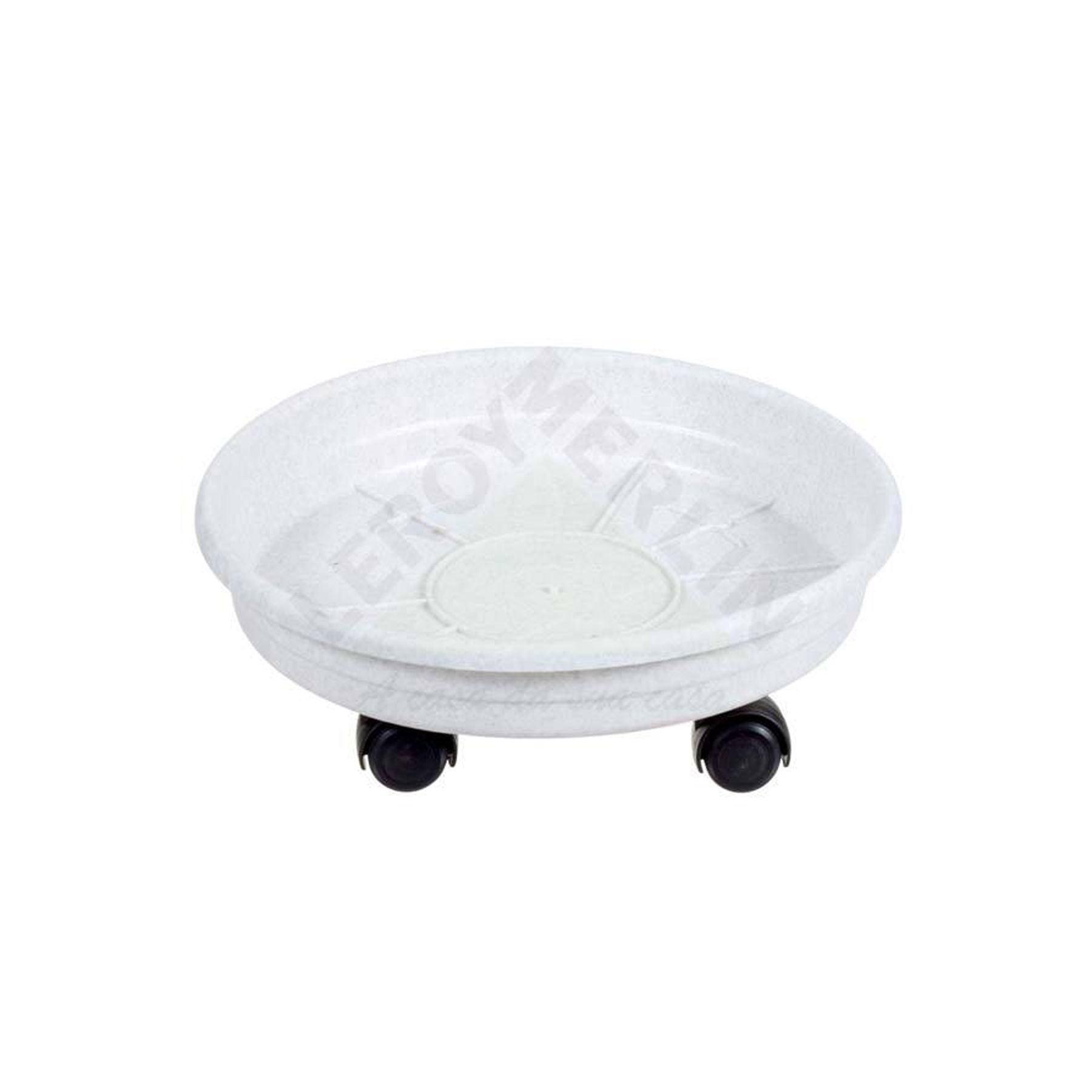 Prato Plástico com Rodízio Redondo Cinza Pequeno