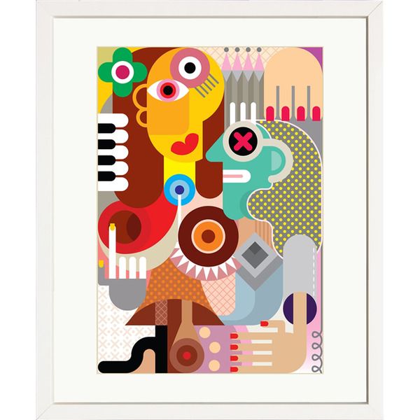 Quadro Abstrato Faces 39x49cm