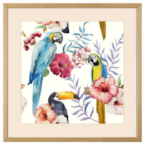 Quadro Tropical Araras 43x43cm