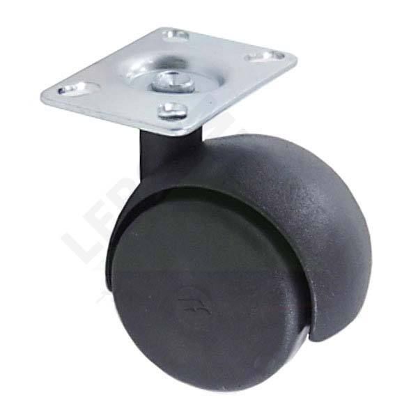 Rodízio 38mm Giratório Plástico Preto Zamar