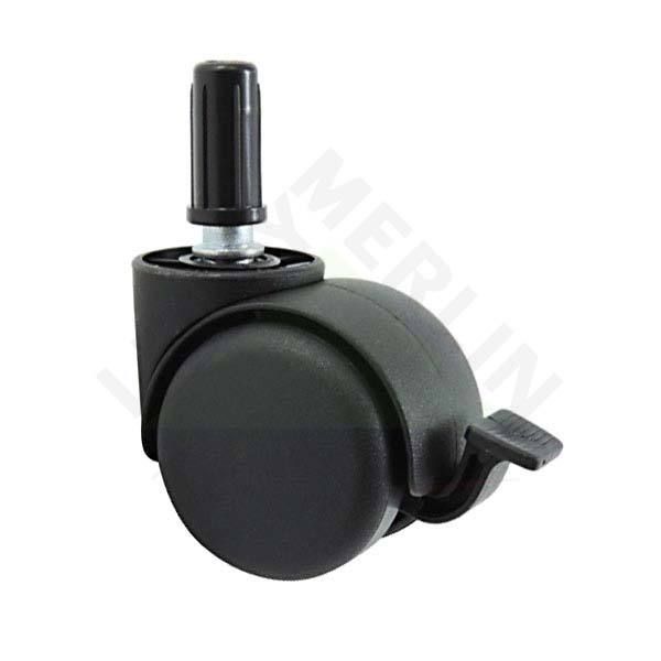 Rodízio 50mm com Freio Giratório Plástico Preto Zamar