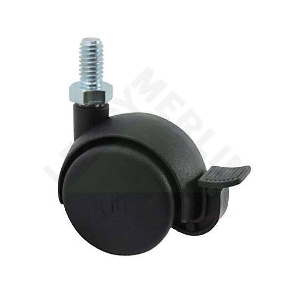 Rodízio 50mm com Freio Giratório Plástico Preto Zamar