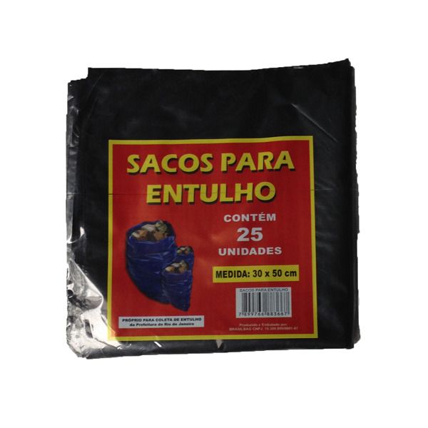 Saco de Entulho Plástico 30x50cm com 25 unidades Brasil Bag