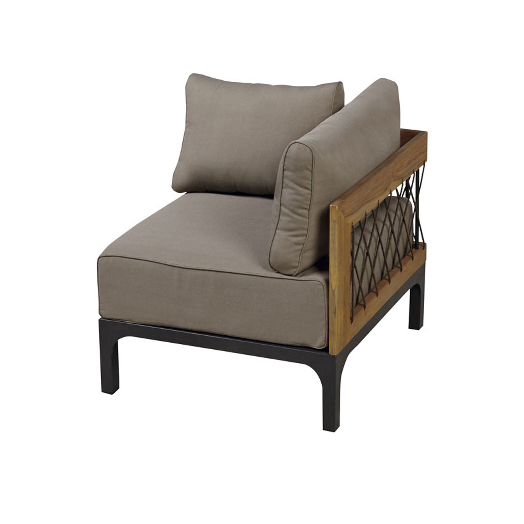 Sofá de Canto Alumínio/Madeira Windsor 1 Lugar Marrom e Cinza 65x75cm