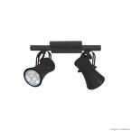 Spot de sobrepor Orbital para 2 lâmpadas trilho quadrado preto Spot Line