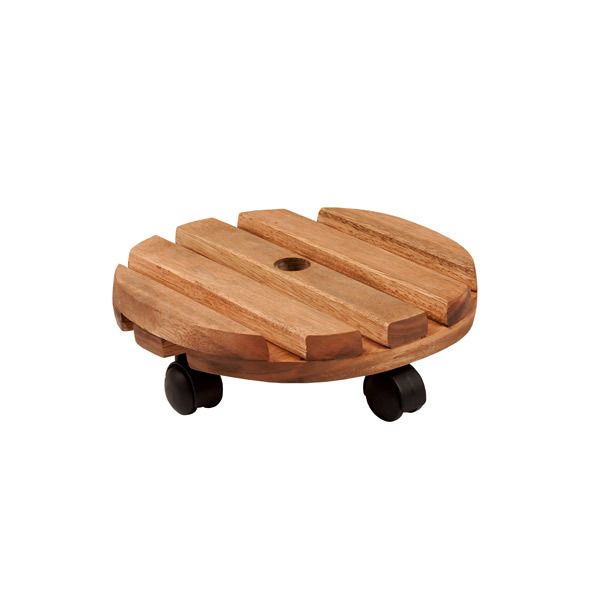Suporte para Chão Móvel Madeira Redondo 34x34cm Natural
