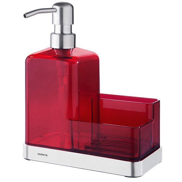 Suporte para Detergente e Esponja Sobre Pia Polietileno Vermelho Suprema BrInox