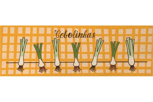 Tapete Cleankasa Cozinha Cebolinhas 40 X 100 Cm