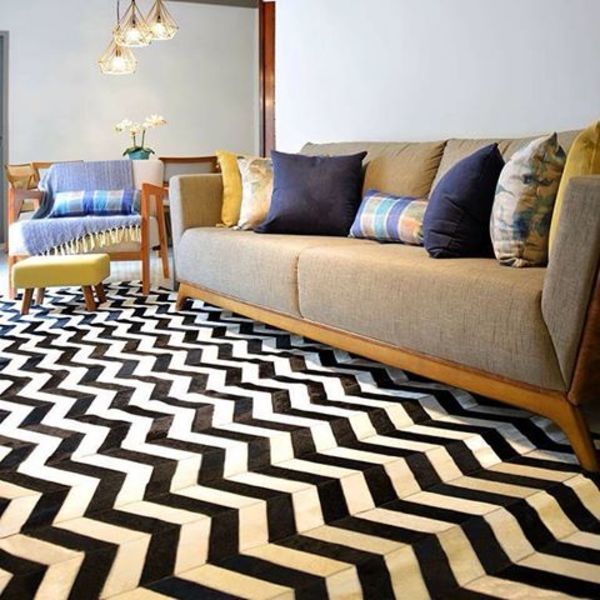 Tapete Luxo Geo Zigzag Preto e Branco 3,00x4,00m