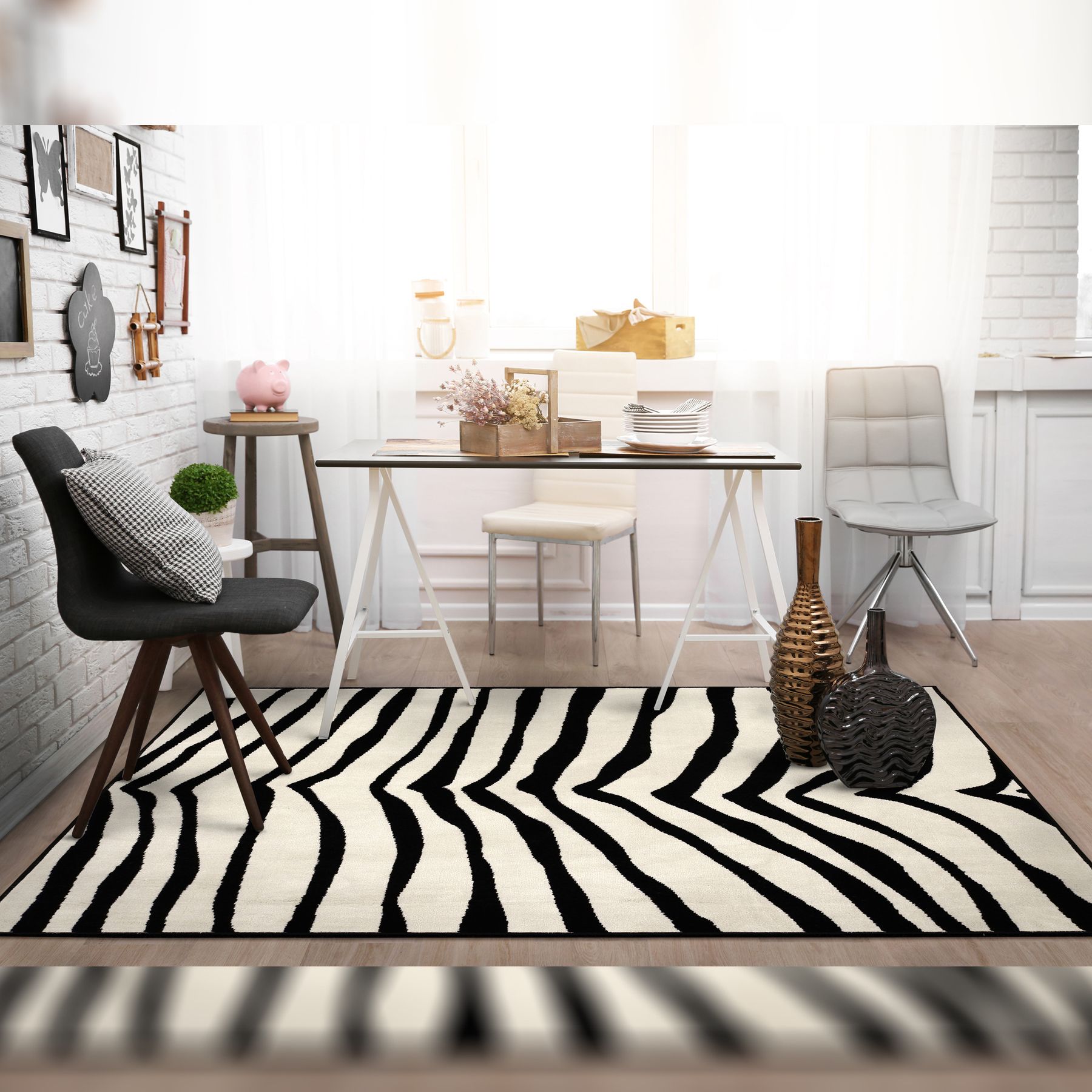 Tapete Marrakesh Zebra Preto e Branco 1,00x1,50m
