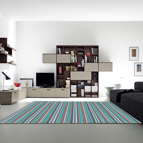 Tapete Mini Listras Azul e Marrom 2,00x2,50m