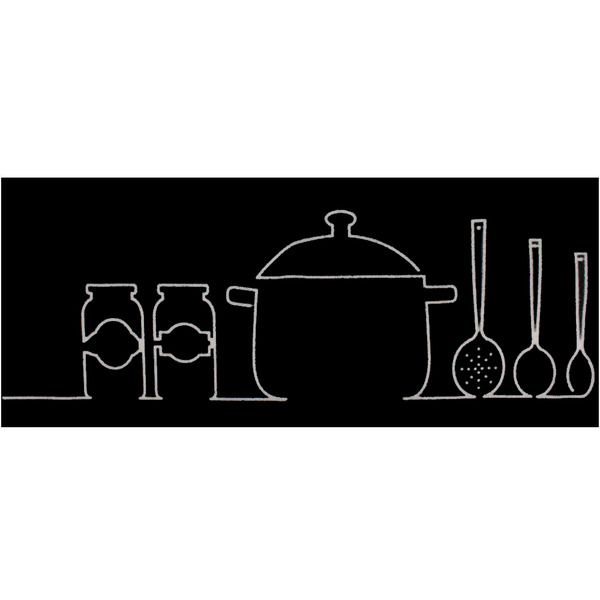 Tapete para Cozinha Cleankasa Panelas Preto 0,50x1,20m