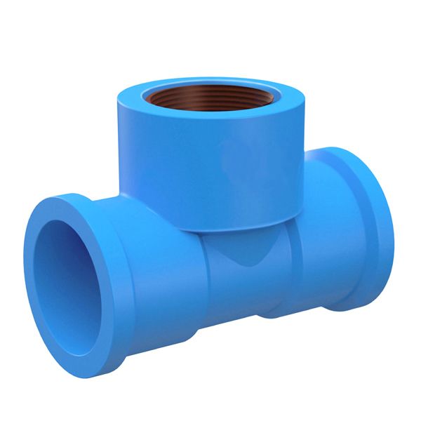 Tê 90° com Bucha Azul PVC Roscável e Soldável 20mm ou 1/2 Plastilit