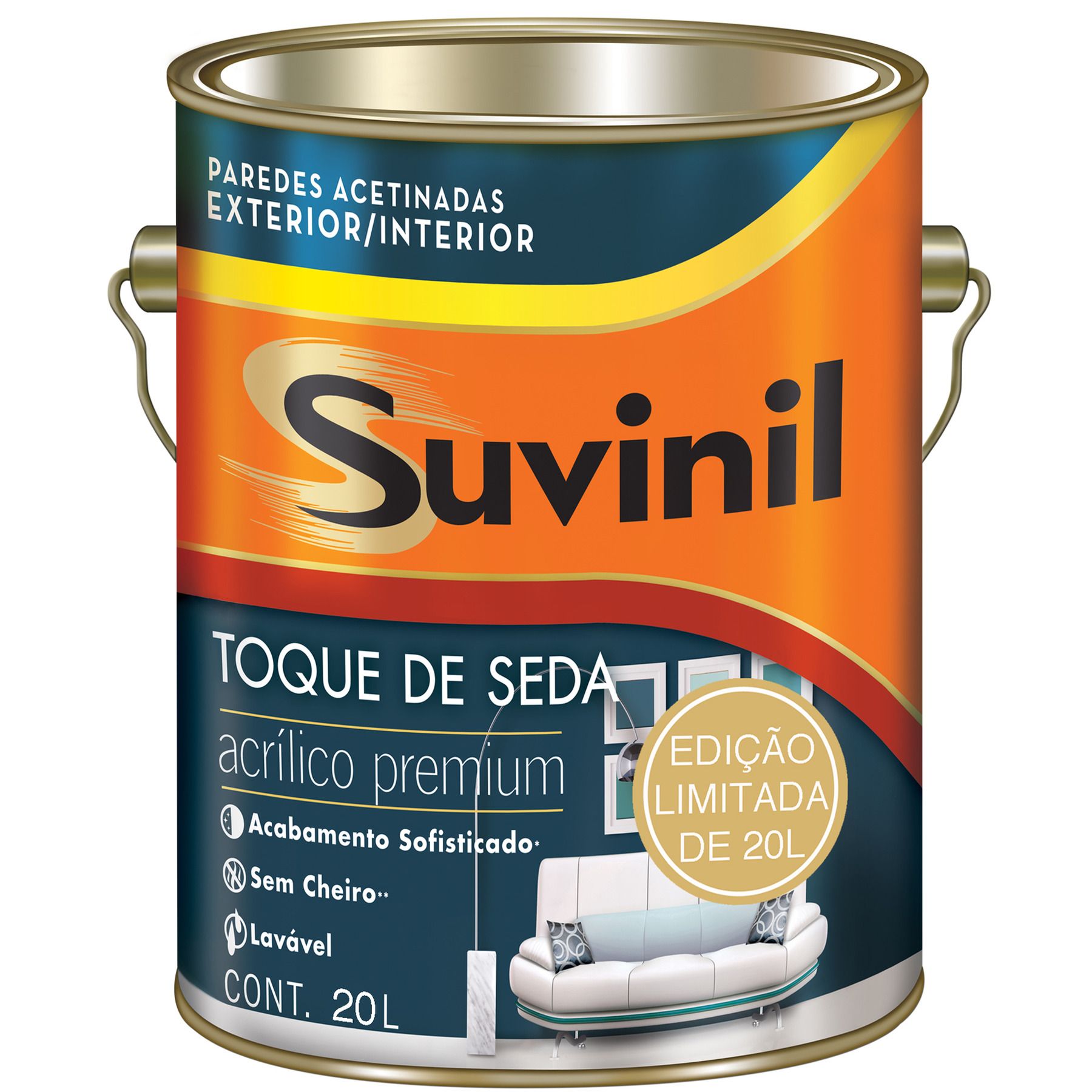 Tinta Acrílica Acetinado Toque de Seda Premium Branco 20L Suvinil