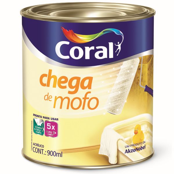 Tinta Acrílica Fosco Chega de Mofo Premium Branco 0,9L Coral