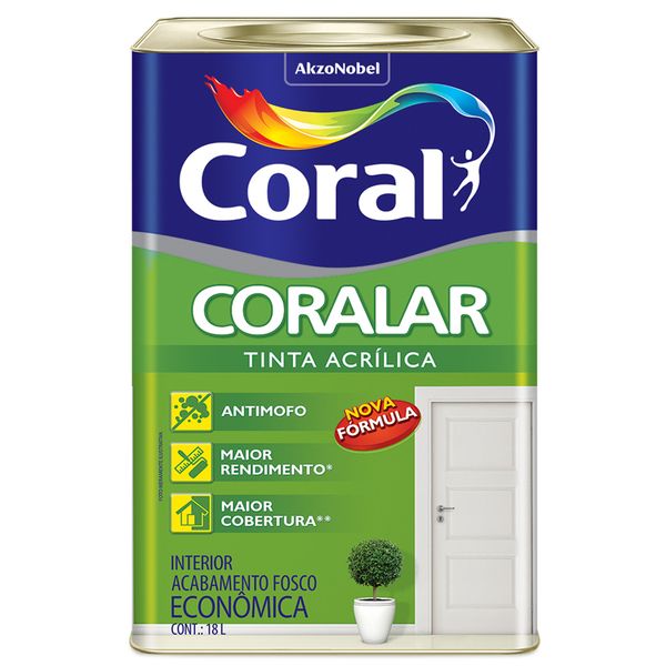 Tinta Acrílica Fosco Coralar Econômica Branco 18L Coral