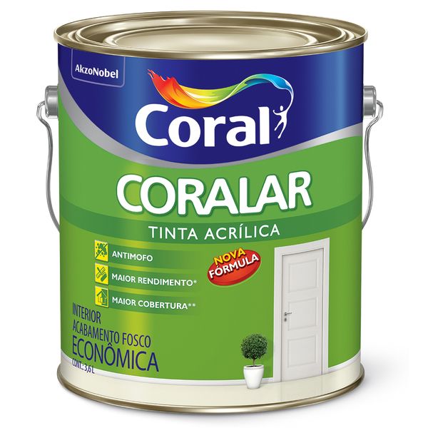 Tinta Acrílica Fosco Coralar Econômica Marfim 3,6L Coral