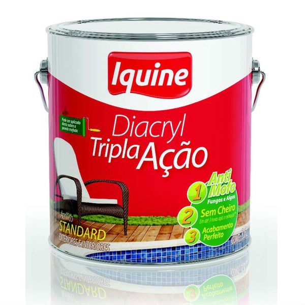 Tinta Acrílica Fosco Diacryl Tripla Ação Standard Branco Gelo 3,6L Iquine