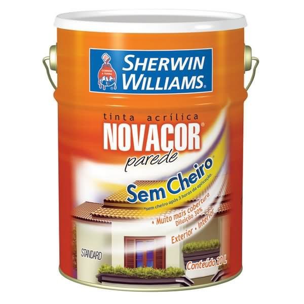 Tinta Acrílica Fosco Novacor Parede Mais Rendimentoe Standard Branco 20L Sherwin Williams