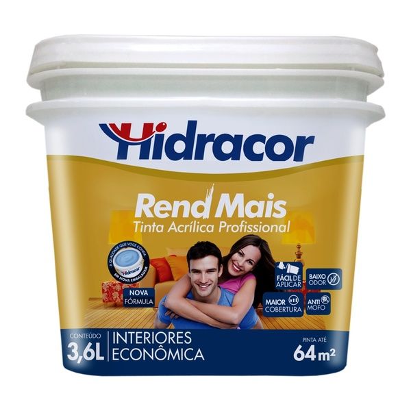 Tinta Acrílica Fosco RendMais Econômica Branco Gelo 3,6L Hidracor
