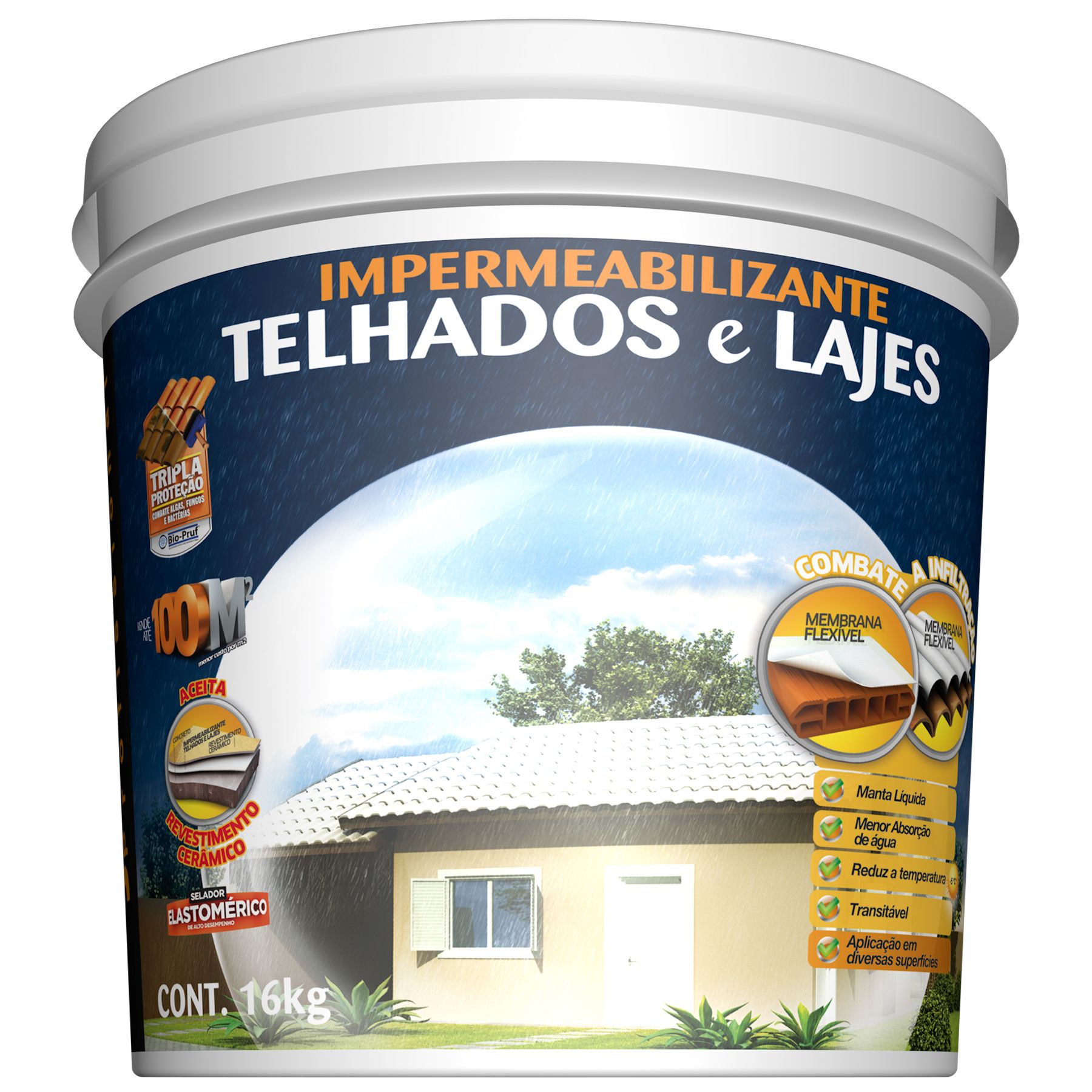 Tinta Impermeabilizante para Telhados e lajes Cerâmica Telha 16Kg Hydronorth