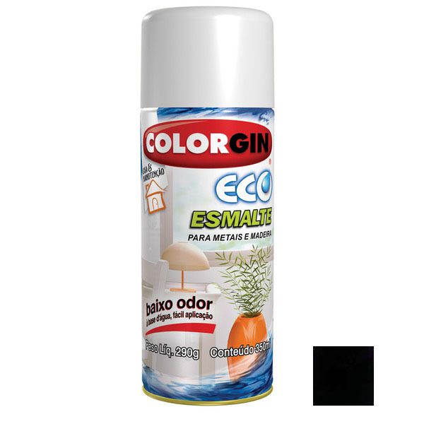 Tinta Spray Eco Esmalte Colorgin Fosco Negro 350ml