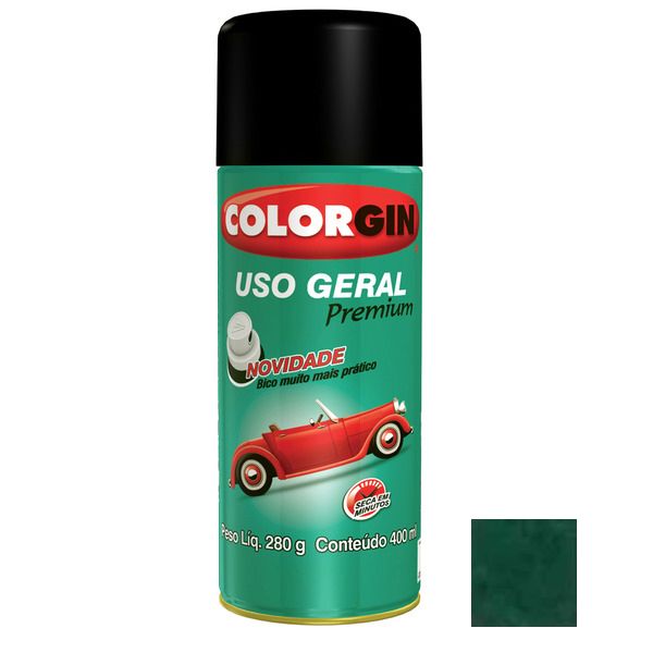 Tinta Spray Uso Geral Colorgin Metalico Verde Amazonas 400ml