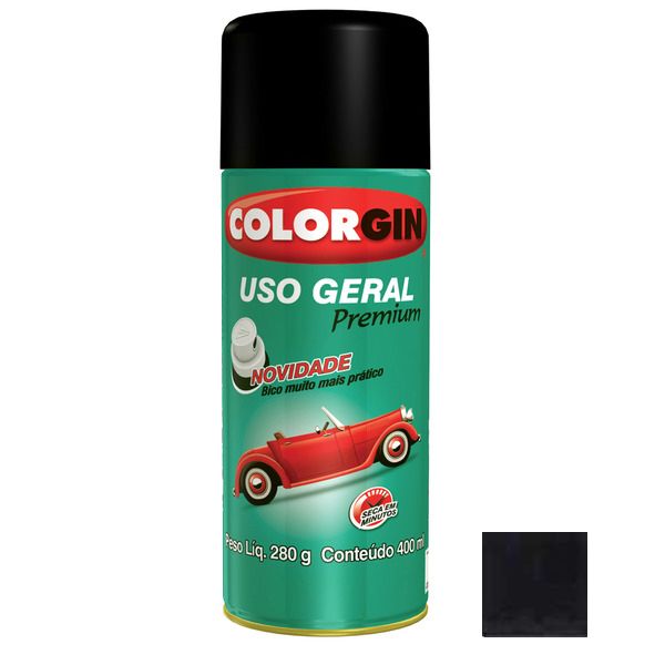 Tinta Spray Uso Geral Colorgin Preto Fosco 400ml