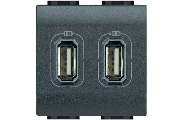 Tomada Carregador de 2 Usb Grafite