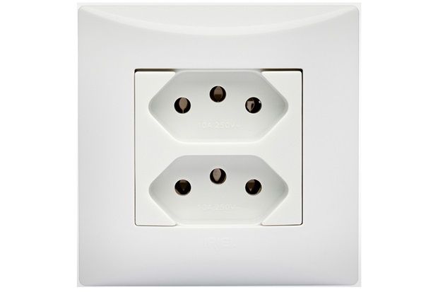 Tomada Duplex 2 Pólos Terra 20a Brava Branco 250v