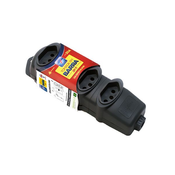 Tomada em Barra Quadrupla Bivolt Grafite Daneva