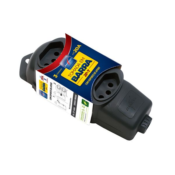 Tomada em Barra Tripla Bivolt Grafite Daneva