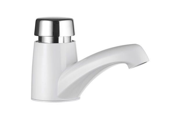 Torneira de Fechamento Automático Eco Branca E Cromada