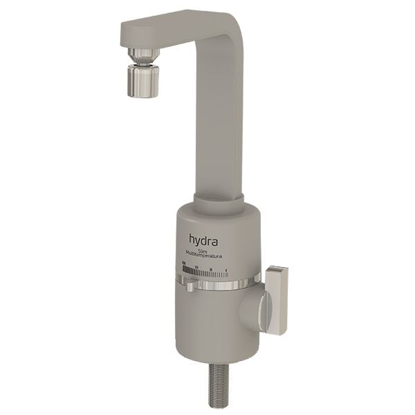 Torneira Elétrica para Pia de Cozinha Bica Alta Prata Slim 4T Hydra Corona